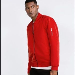 zara red bomber jacket